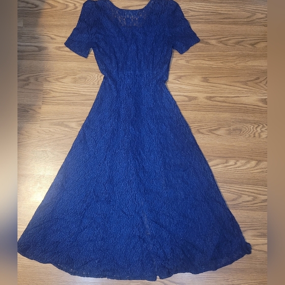 Vintage Blue Lace Button-Down Dress from All That Jazz - Picture 4 of 12